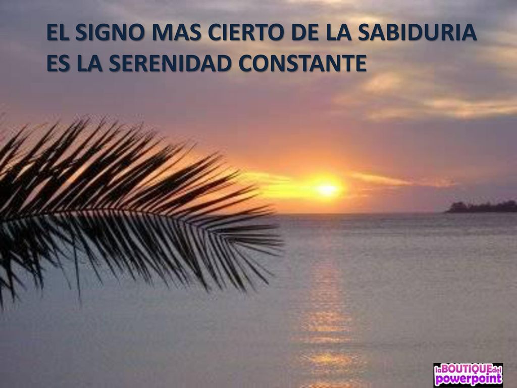 EL SIGNO MAS CIERTO DE LA SABIDURIA ES LA SERENIDAD CONSTANTE