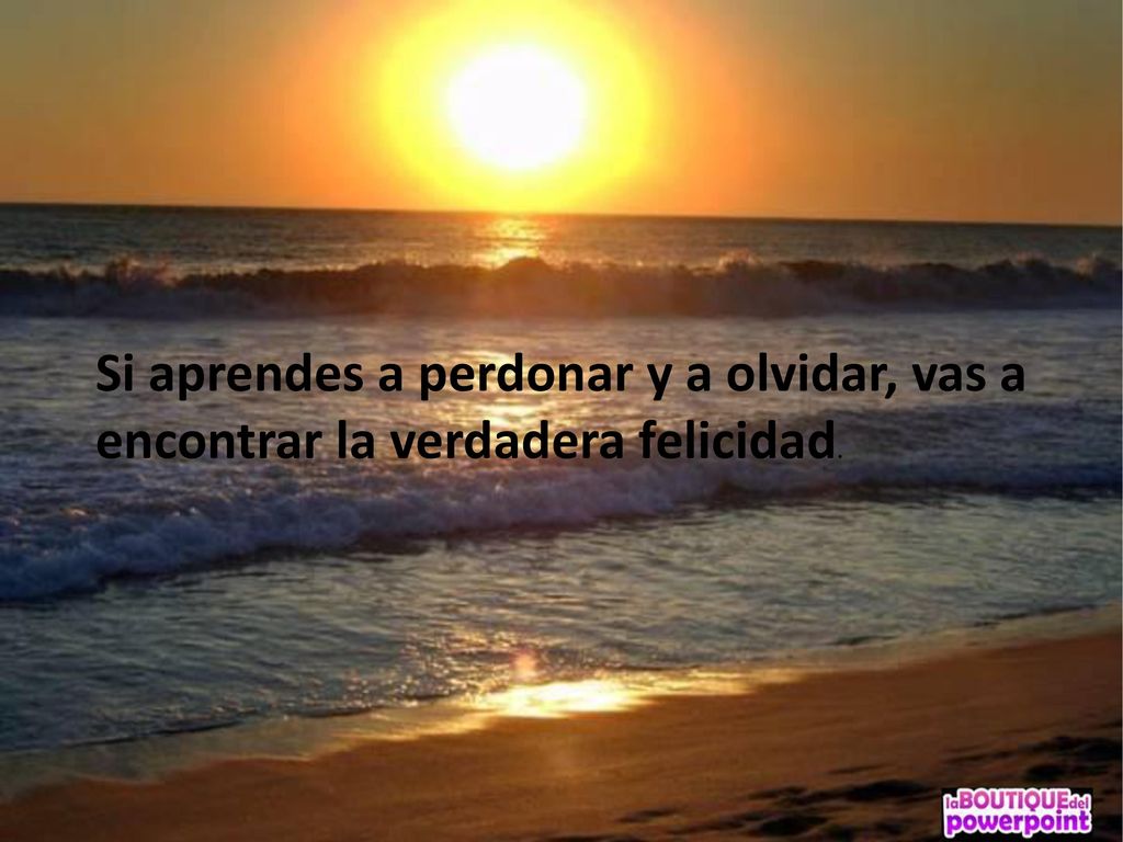 Si aprendes a perdonar y a olvidar, vas a encontrar la verdadera felicidad.