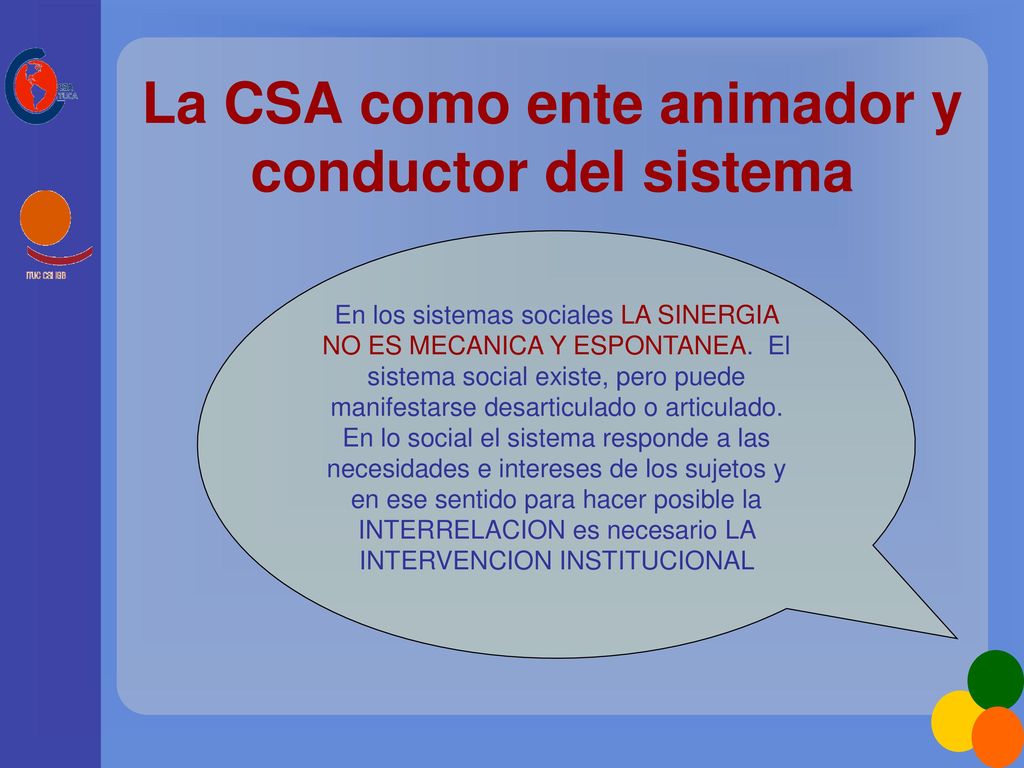 La CSA como ente animador y conductor del sistema