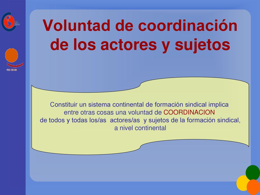 Voluntad de coordinación de los actores y sujetos