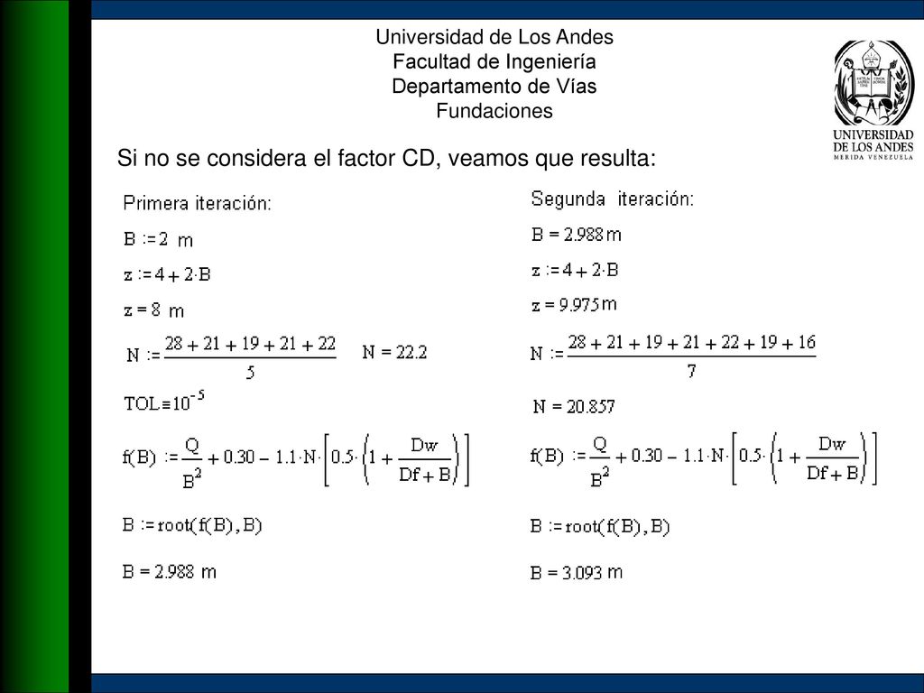 Si no se considera el factor CD, veamos que resulta: