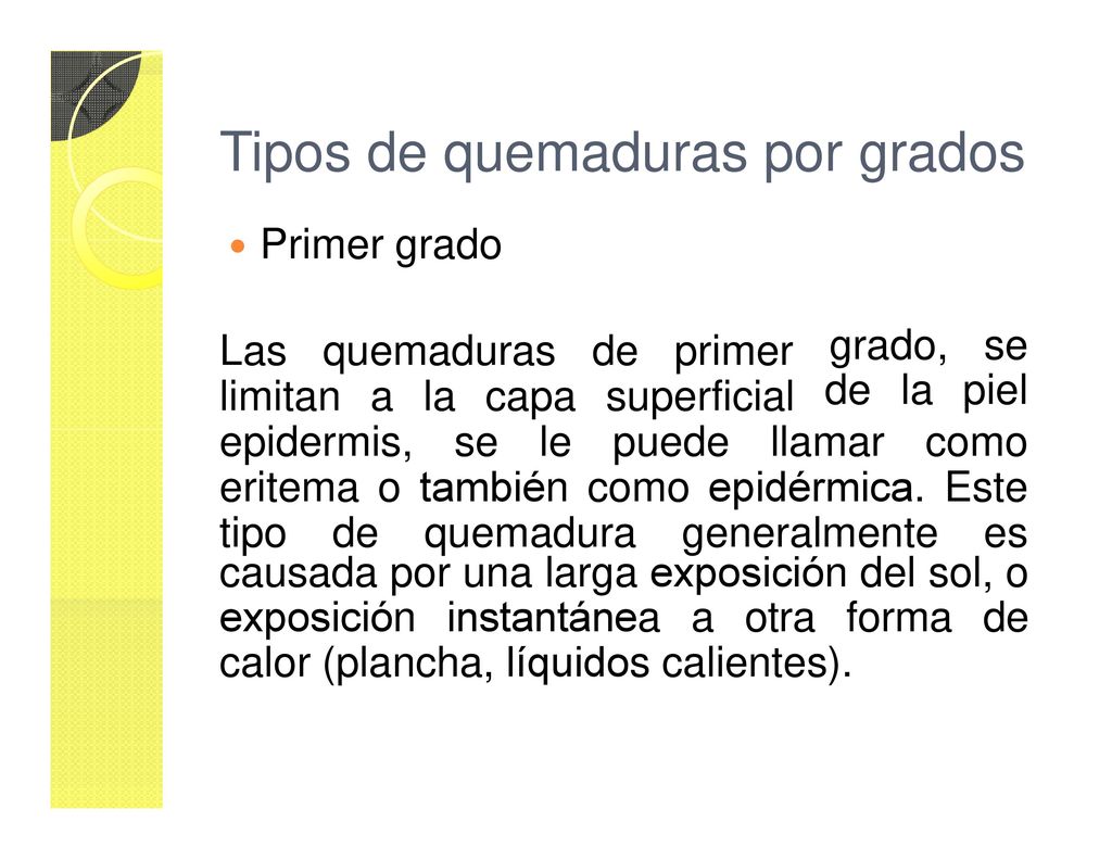 Tipos de quemaduras por grados