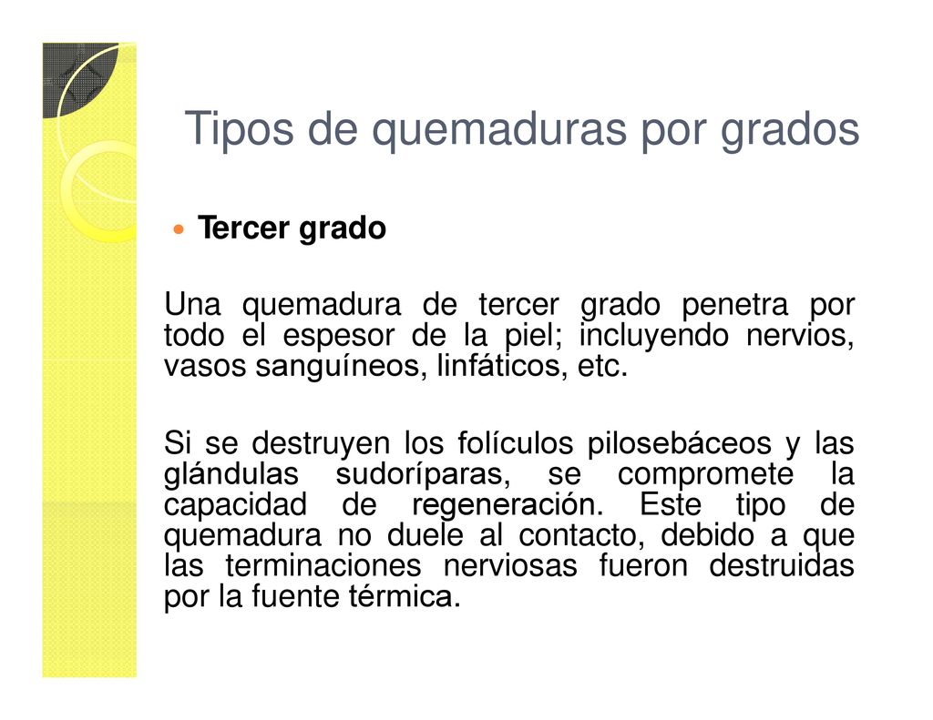 Tipos de quemaduras por grados