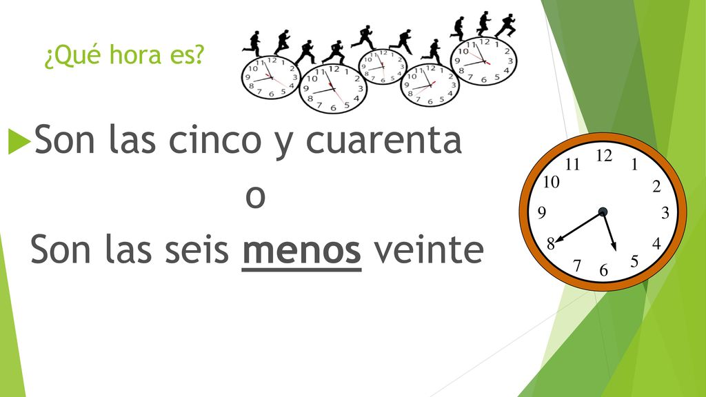 Son las cinco y cuarenta o Son las seis menos veinte