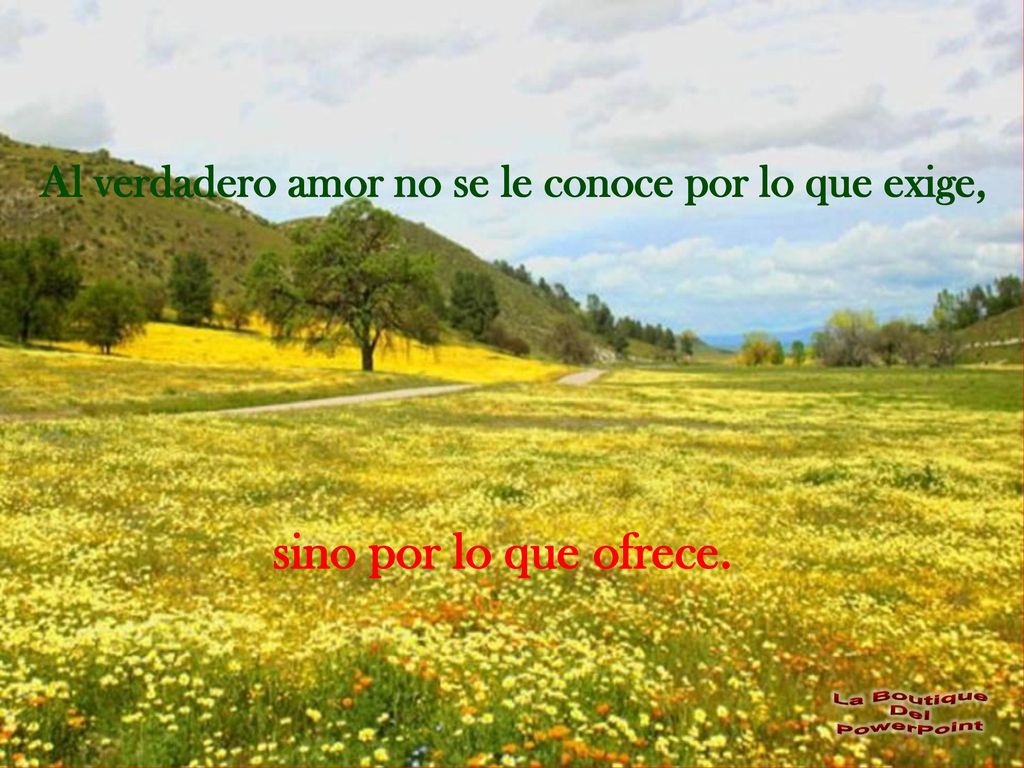 Al verdadero amor no se le conoce por lo que exige,