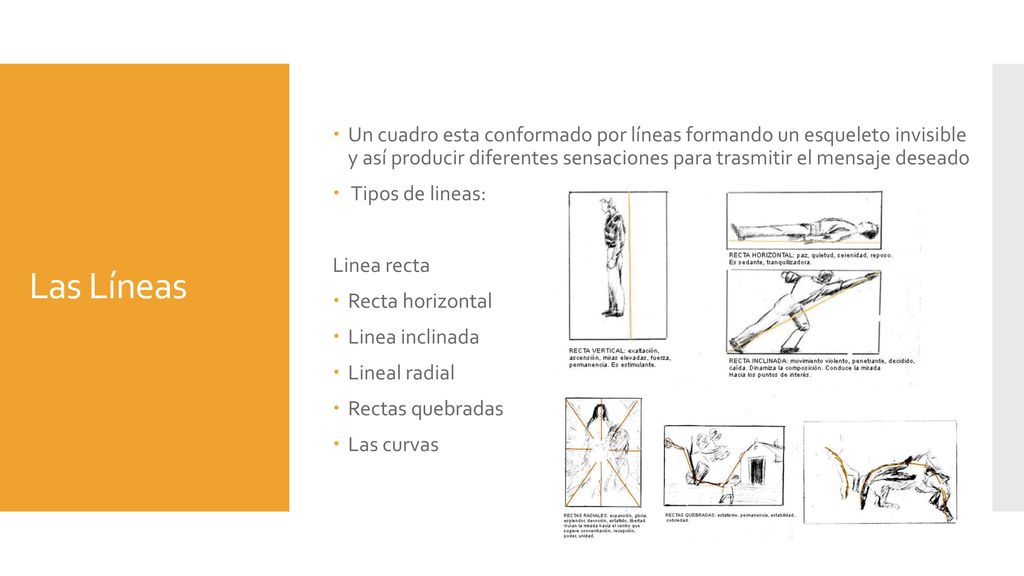 Un cuadro esta conformado por líneas formando un esqueleto invisible y así producir diferentes sensaciones para trasmitir el mensaje deseado