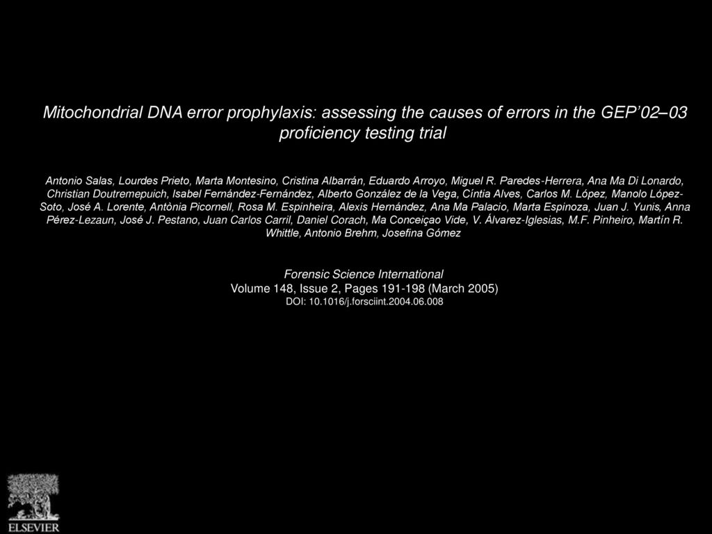 Mitochondrial DNA error prophylaxis: assessing the causes of errors in the GEP’02–03 proficiency testing trial