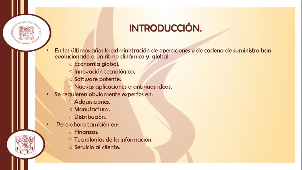INTRODUCCIÓN. En los últimos años la administración de operaciones y de cadena de suministro han evolucionado a un ritmo dinámico y global.
