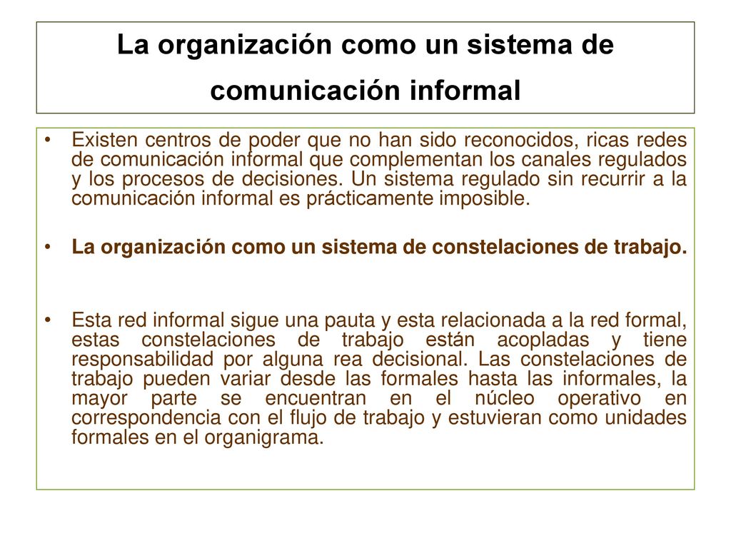 La organización como un sistema de comunicación informal