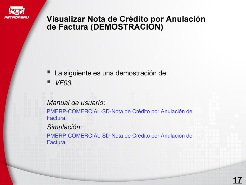 Visualizar Nota de Crédito por Anulación de Factura (DEMOSTRACIÓN)