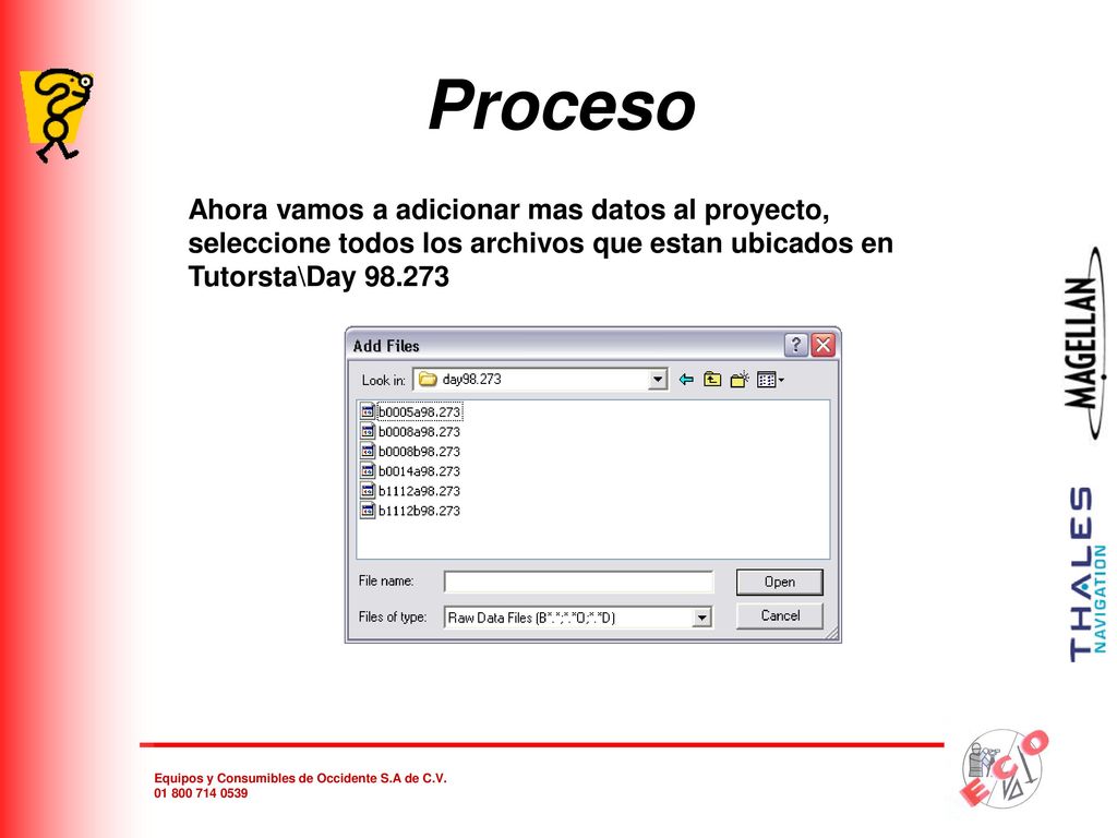 Proceso Ahora vamos a adicionar mas datos al proyecto, seleccione todos los archivos que estan ubicados en Tutorsta\Day