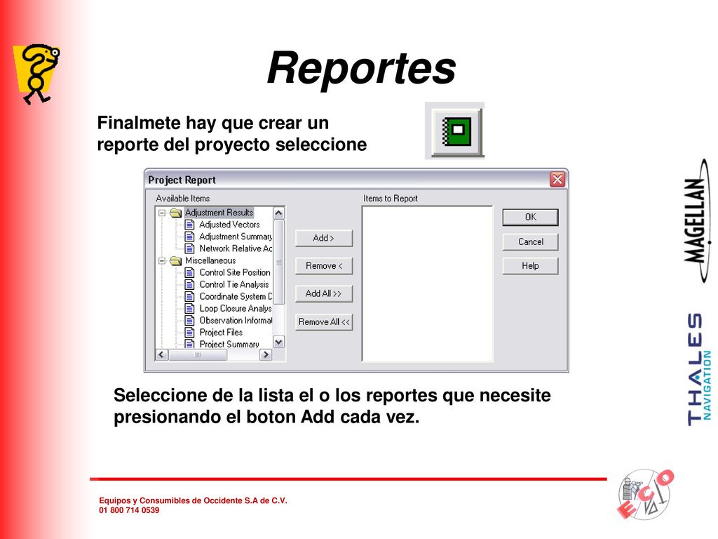 Reportes Finalmete hay que crear un reporte del proyecto seleccione