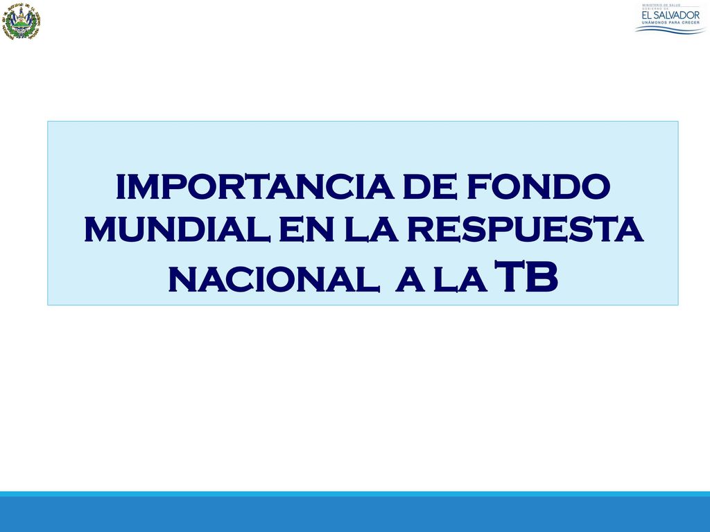 IMPORTANCIA DE FONDO MUNDIAL EN LA RESPUESTA NACIONAL A LA TB