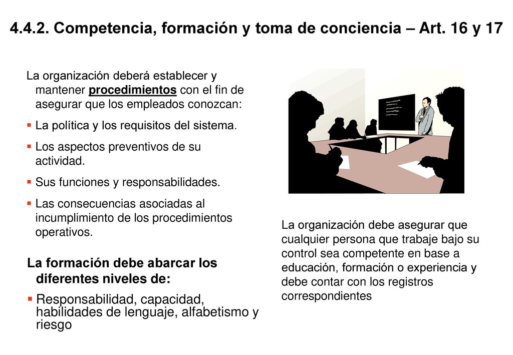 Competencia, formación y toma de conciencia – Art. 16 y 17