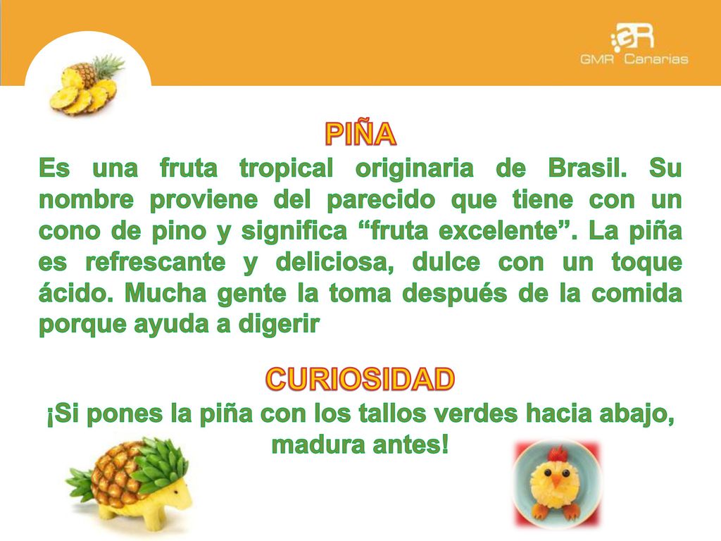 ¡Si pones la piña con los tallos verdes hacia abajo, madura antes!