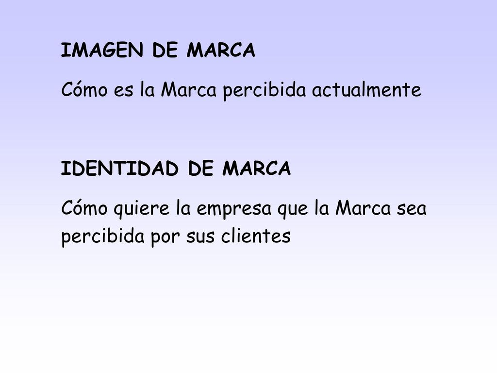 IMAGEN DE MARCA Cómo es la Marca percibida actualmente.