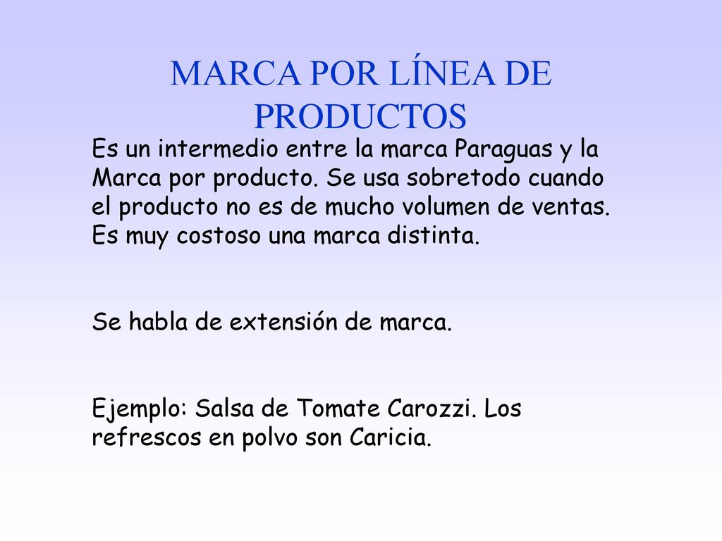 MARCA POR LÍNEA DE PRODUCTOS