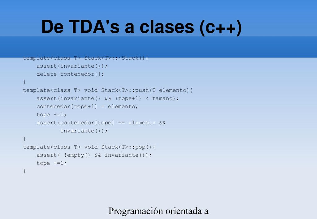 De TDA s a clases (c++)‏ Programación orientada a objetos