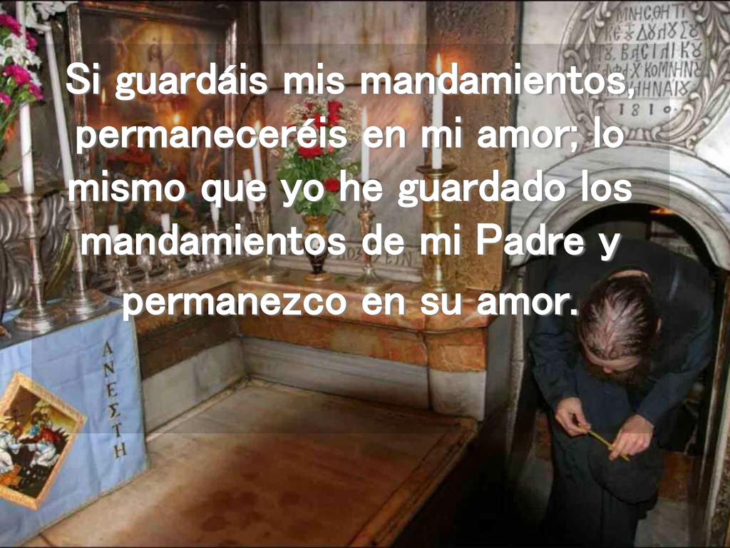 Si guardáis mis mandamientos, permaneceréis en mi amor; lo mismo que yo he guardado los mandamientos de mi Padre y permanezco en su amor.