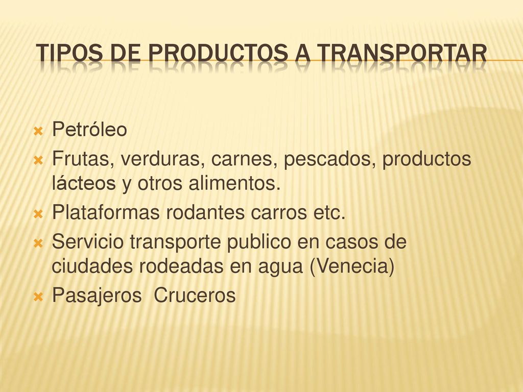 TIPOS DE PRODUCTOS A TRANSPORTAR
