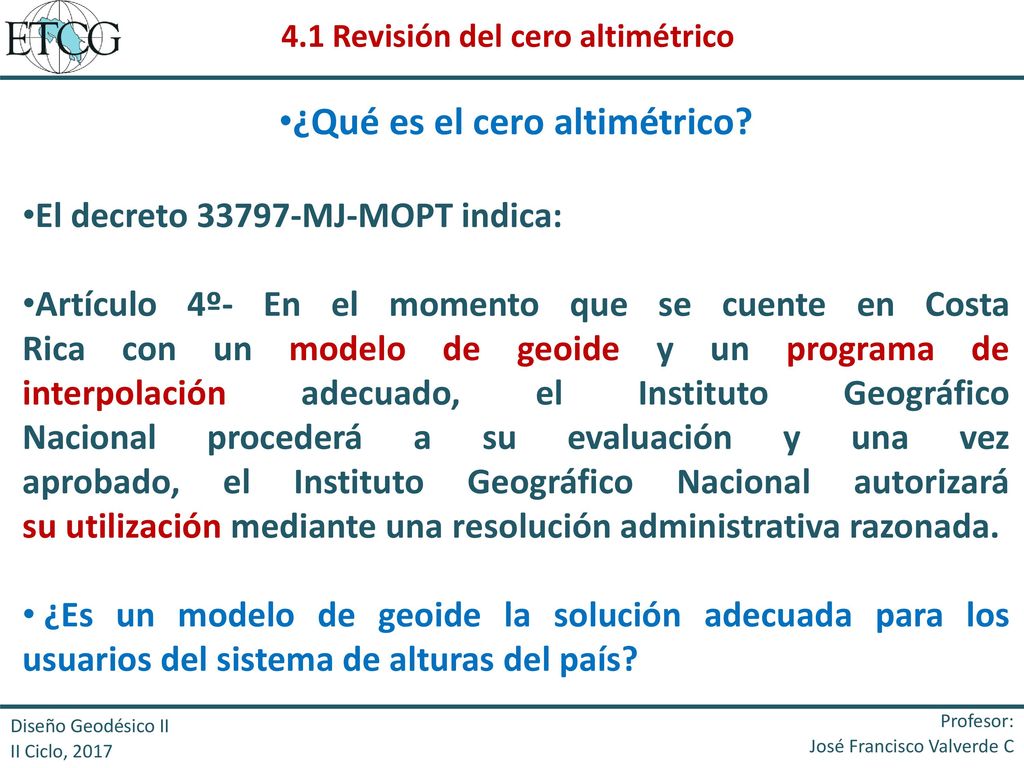 4.1 Revisión del cero altimétrico ¿Qué es el cero altimétrico