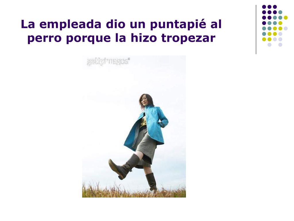 La empleada dio un puntapié al perro porque la hizo tropezar