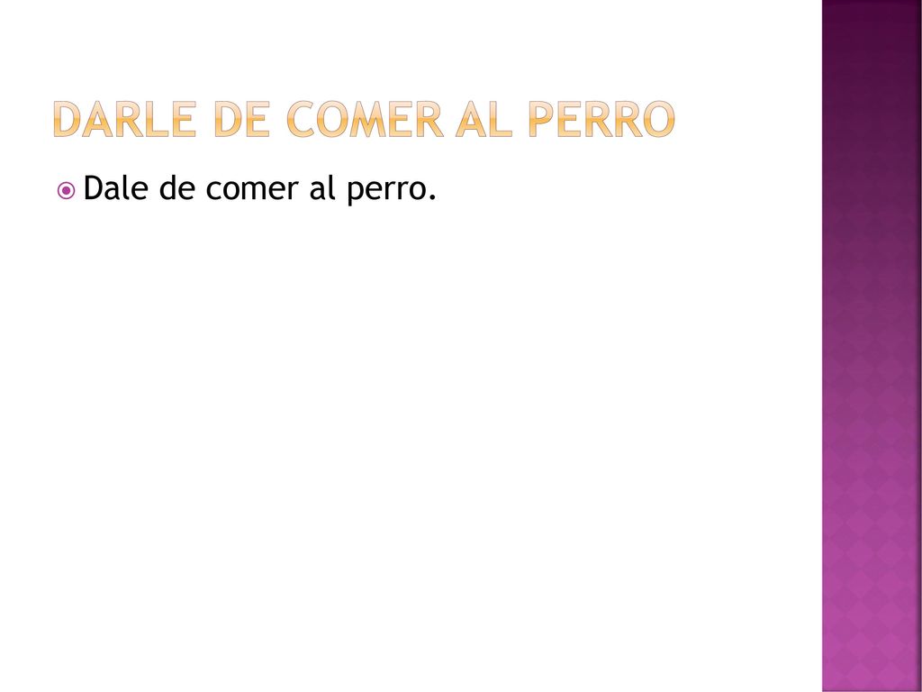Darle de comer al perro Dale de comer al perro.