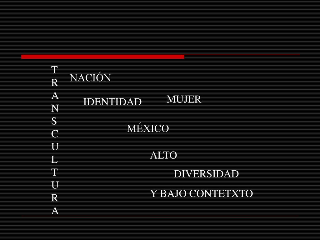 TRANSCULTURA NACIÓN MUJER IDENTIDAD MÉXICO ALTO Y BAJO CONTETXTO DIVERSIDAD