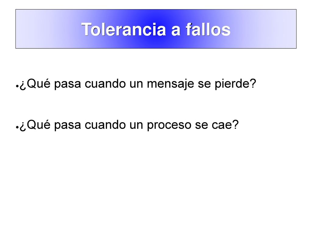 Tolerancia a fallos ¿Qué pasa cuando un mensaje se pierde