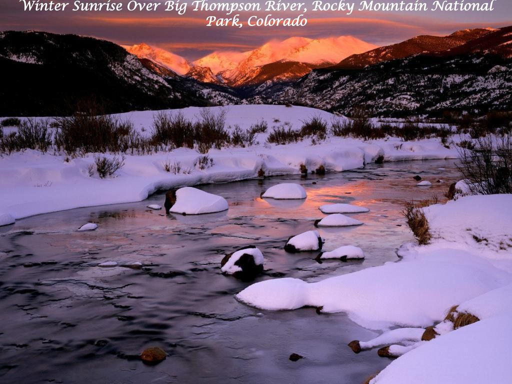 Winter Sunrise Over Big Thompson River, Rocky Mountain National Park, Colorado