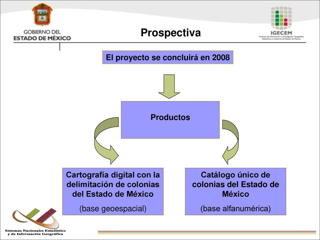 Prospectiva El proyecto se concluirá en 2008 Productos