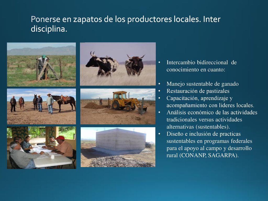 Ponerse en zapatos de los productores locales. Inter disciplina.