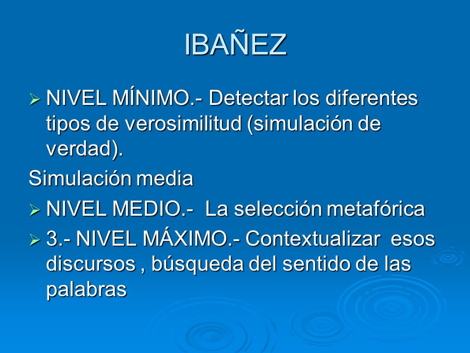 IBAÑEZ NIVEL MÍNIMO.- Detectar los diferentes tipos de verosimilitud (simulación de verdad). Simulación media.