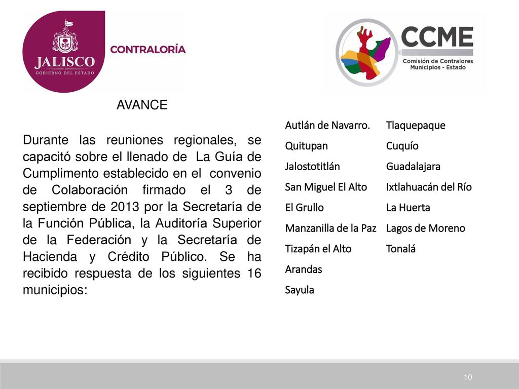 AVANCE Autlán de Navarro. Tlaquepaque. Quitupan. Cuquío. Jalostotitlán. Guadalajara. San Miguel El Alto.