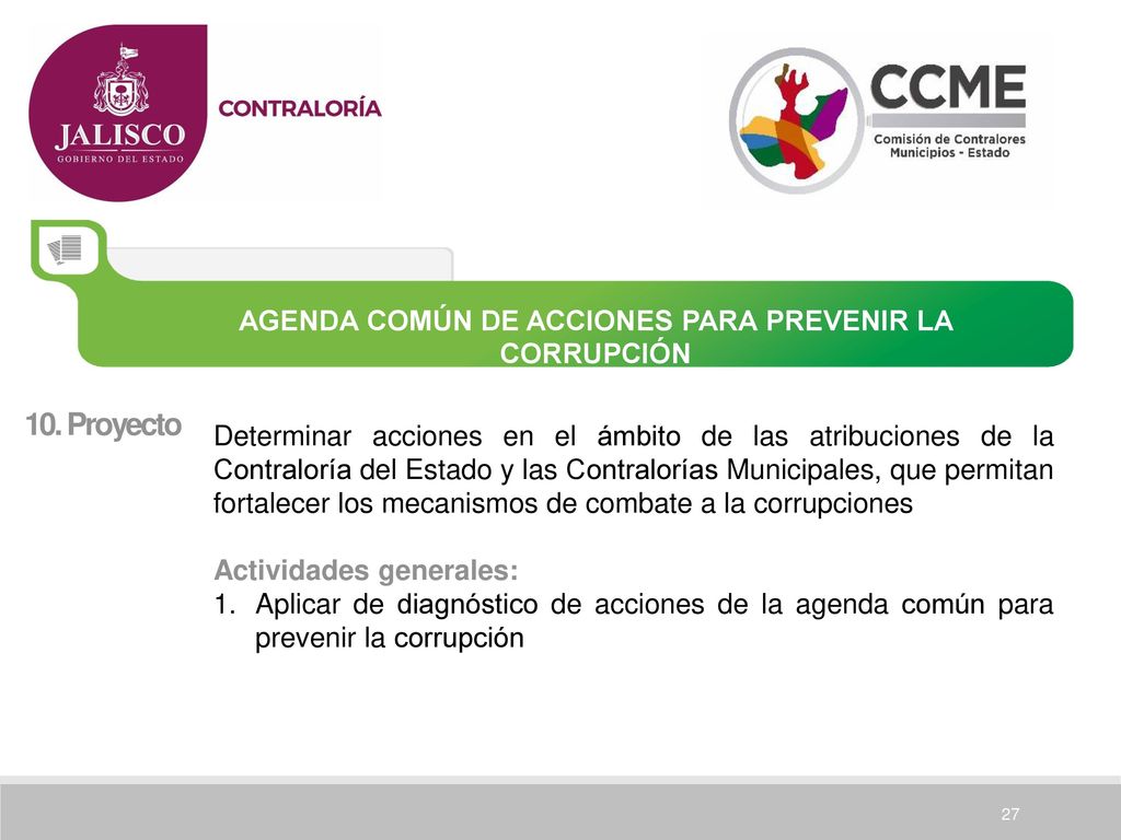 AGENDA COMÚN DE ACCIONES PARA PREVENIR LA CORRUPCIÓN