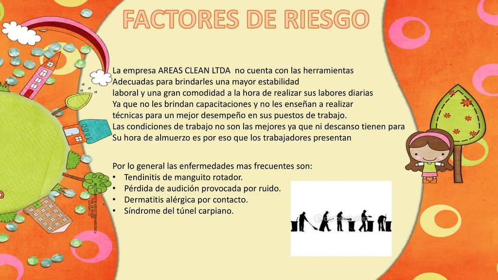 FACTORES DE RIESGO La empresa AREAS CLEAN LTDA no cuenta con las herramientas. Adecuadas para brindarles una mayor estabilidad.