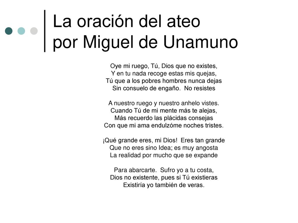 La oración del ateo por Miguel de Unamuno
