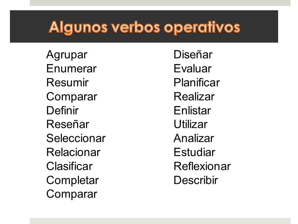 Algunos verbos operativos