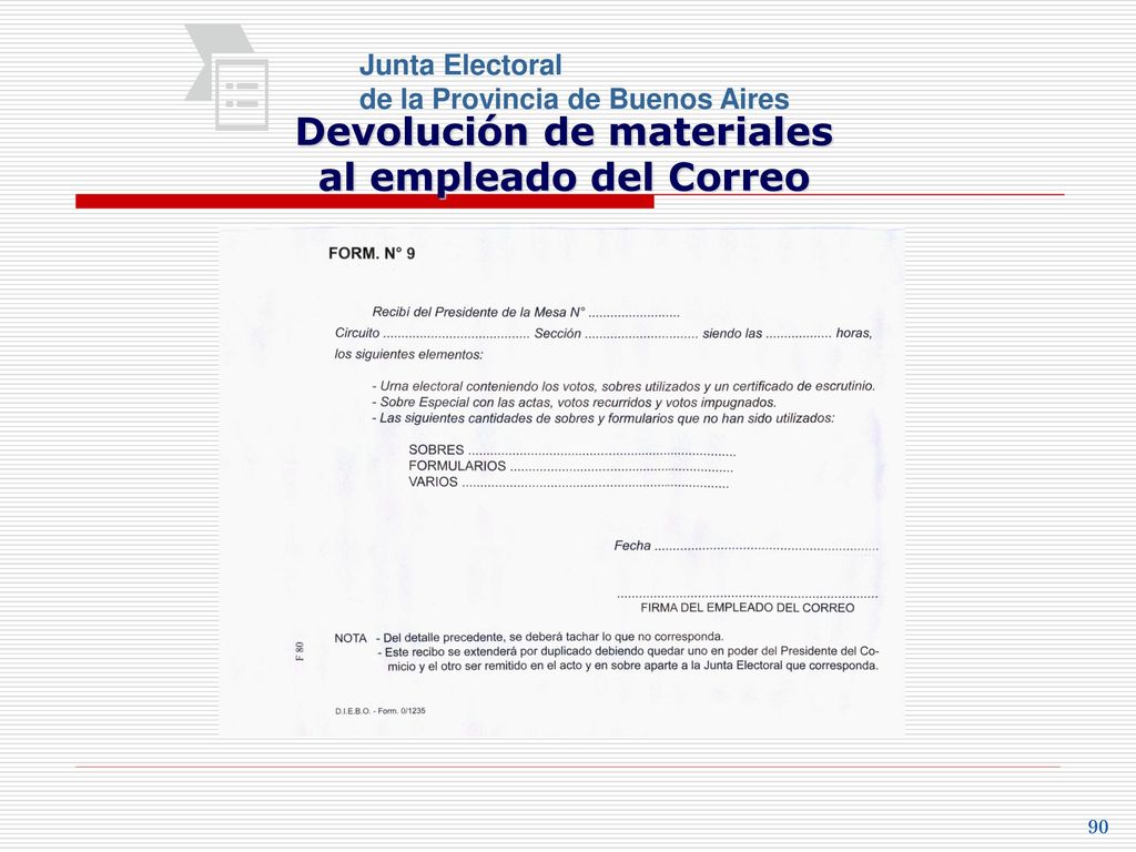 Devolución de materiales al empleado del Correo