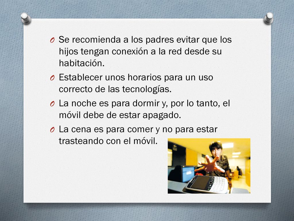 Se recomienda a los padres evitar que los hijos tengan conexión a la red desde su habitación.