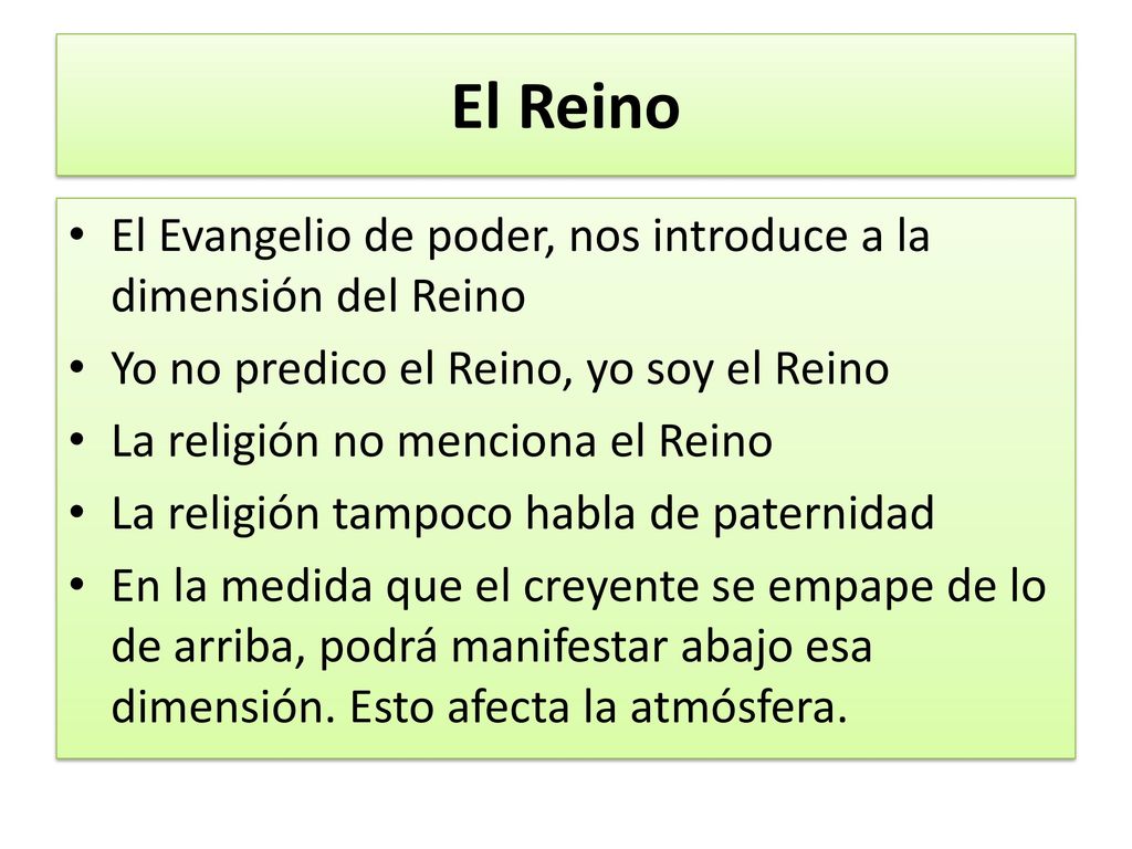 El Reino El Evangelio de poder, nos introduce a la dimensión del Reino