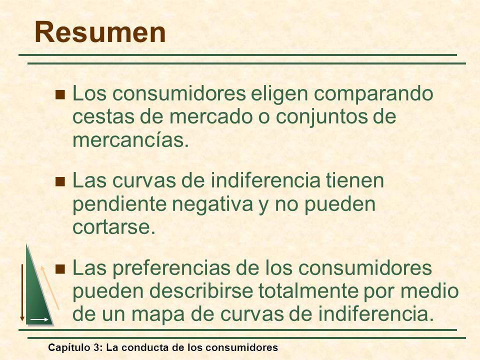 Resumen Los consumidores eligen comparando cestas de mercado o conjuntos de mercancías.