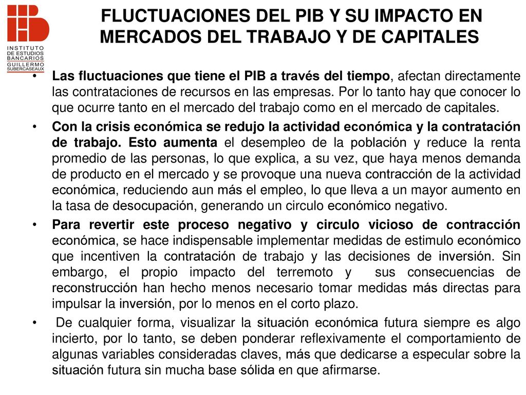FLUCTUACIONES DEL PIB Y SU IMPACTO EN MERCADOS DEL TRABAJO Y DE CAPITALES