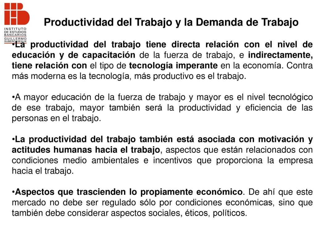 Productividad del Trabajo y la Demanda de Trabajo