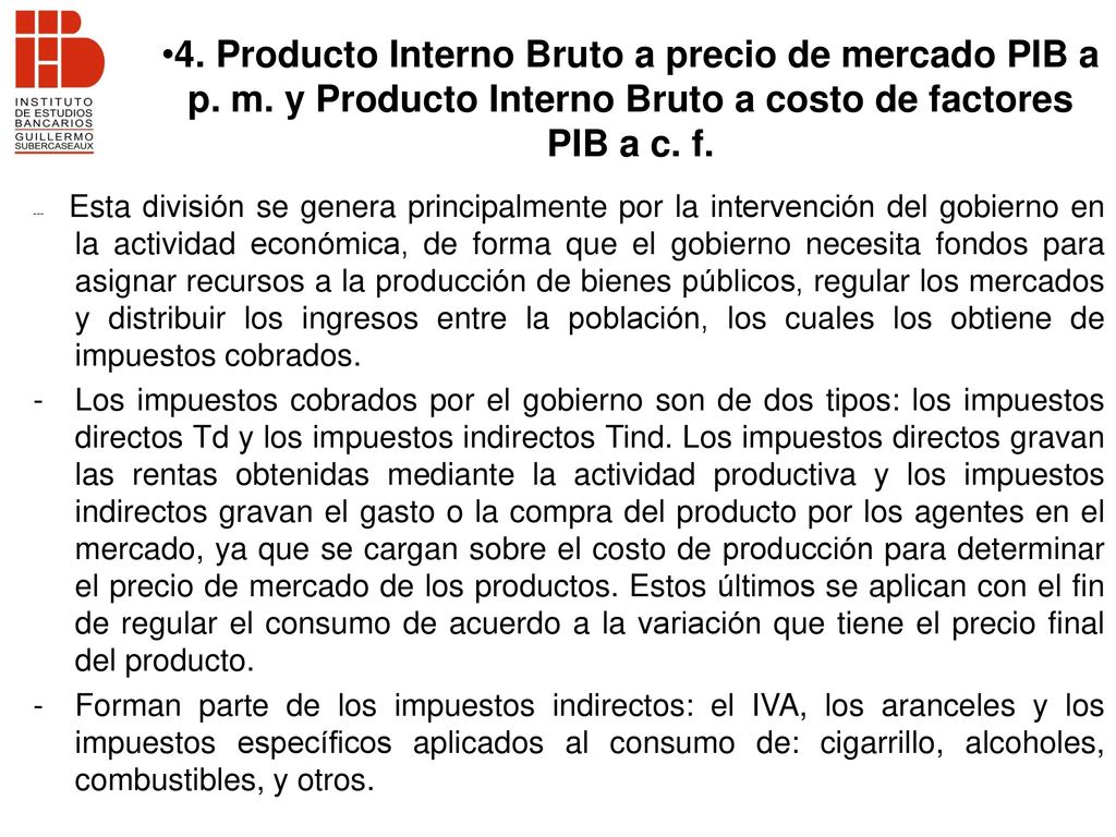 4. Producto Interno Bruto a precio de mercado PIB a p. m