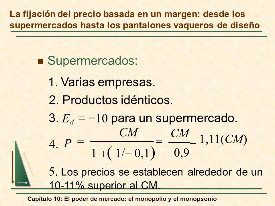 5. Los precios se establecen alrededor de un 10-11% superior al CM.