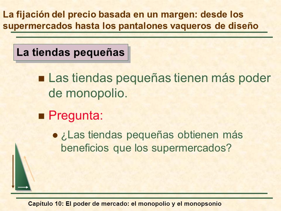 Las tiendas pequeñas tienen más poder de monopolio. Pregunta: