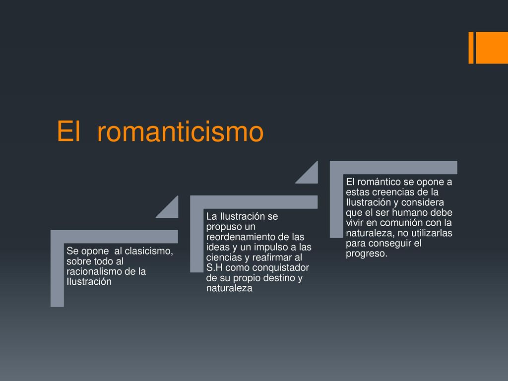 El romanticismo Se opone al clasicismo, sobre todo al racionalismo de la Ilustración.
