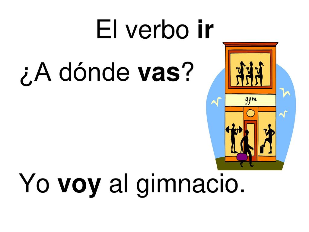 El verbo ir ¿A dónde vas Yo voy al gimnacio.