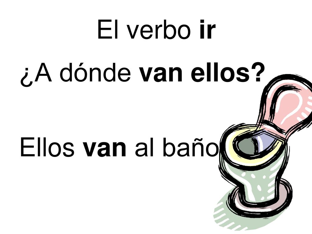 El verbo ir ¿A dónde van ellos Ellos van al baño.